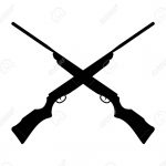 crossed rifle gun silhouette logo design template inspiration for hunting outdoor extreme sport
